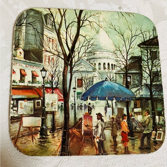 VTG FRENCH SCENES COASTERS CORKWOOD  BACK EUC - RARE PARIS  FRENCH SCENERY - Picture 9 of 11